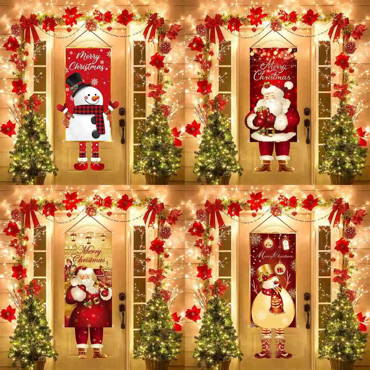 Santa Claus Hanging Flag Merry Christmas Decorations For Home Xmas Gifts Christmas Ornament Navidad Natal New Year christmas decorations