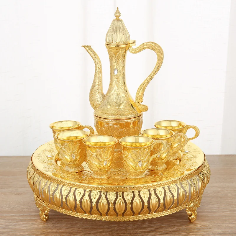 

European-Style White Wine Glass Home Creative Retro Household Wine Set Russian Wedding Wine Pot Tass Decoration Golden Home