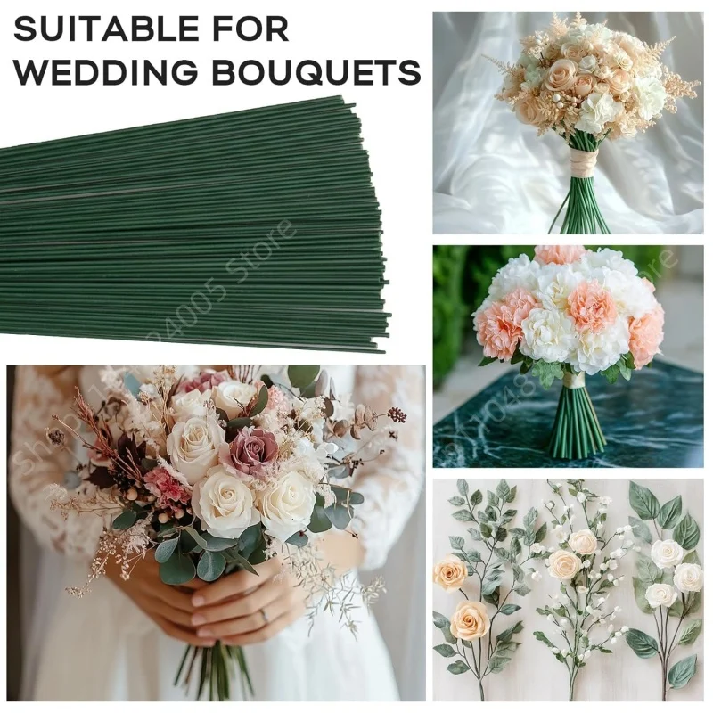 5-50Pcs 2mm Green Floral Wire Stems for Florist Flower Arrangement 30 40cm DIY Wedding Handmade Material Decor Accessoies