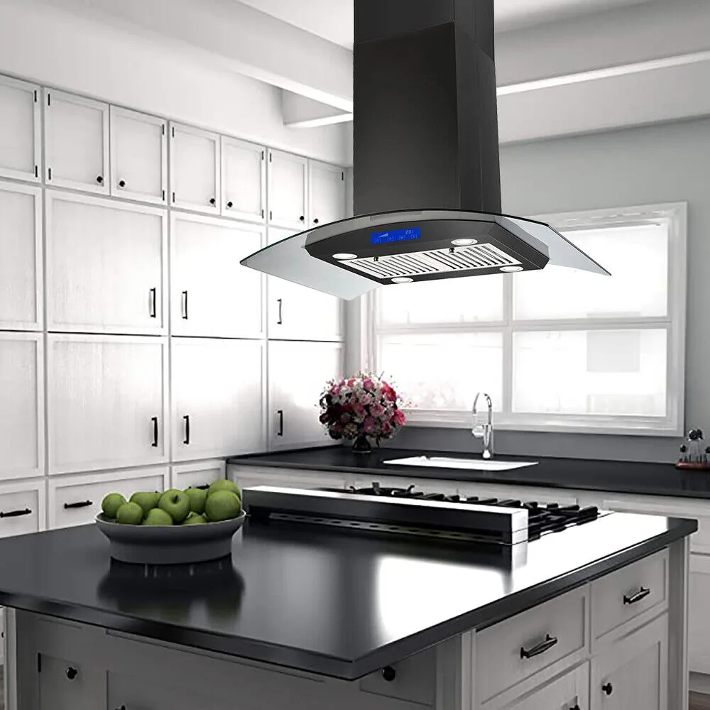 Tieasy36inch900CFMStainlessSteelIslandMountTemperedGlass