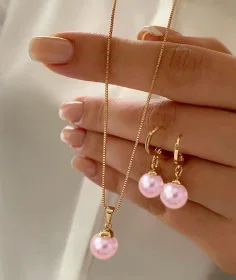 مجموعة مجوهرات اللؤلؤ الأنيقة للنساء أقراط متدلية...