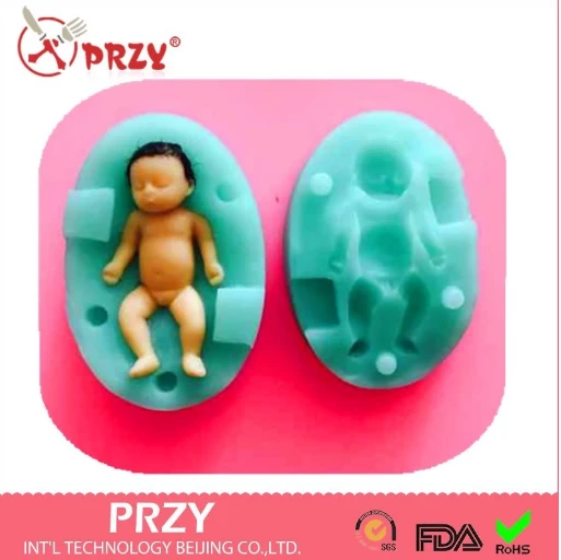 4Pcs/Set 3D Cute Newborn Sleeping Baby Silicone Molds for Fondant