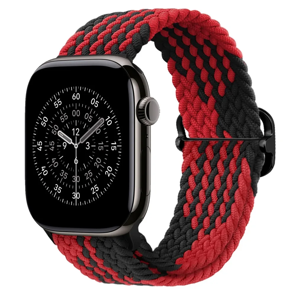 Adjustable Elastic Nylon Braided Watch Strap, Black