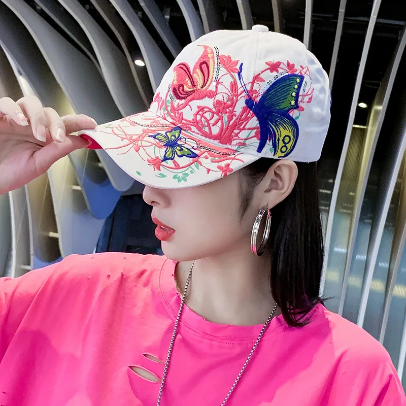 2 Pack Womens Baseball Cap, Butterfly Embroidered Baseball Cap 2 Pack Womens Baseball Cap, Butterfly Embroidered Baseball Cap
