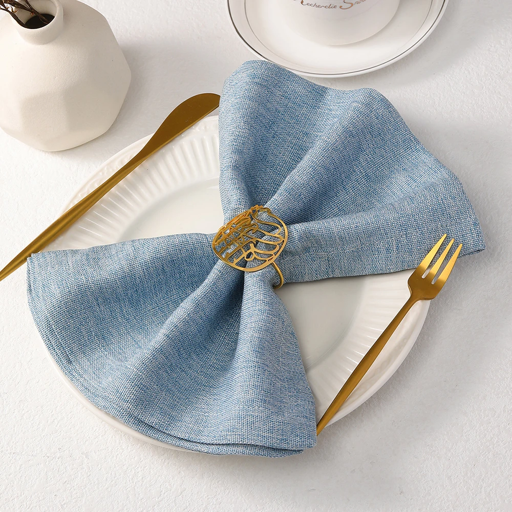Eid Mubarak Golden Napkin Rings Metal Napkin Towel Holder Buckle Muslim Islamic Ramadan Table Decoration Party Banquet Supplies