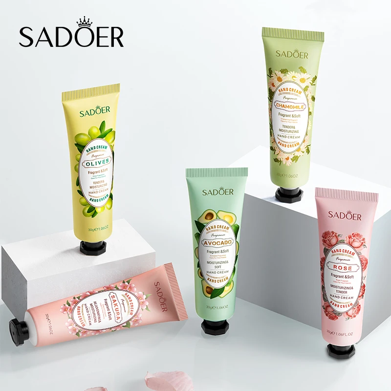 5pcs/set SADOER Fruit Floral Hand Cream Sets Moisturizing Anti Peeling Anti-wrinkles Hand Creams Kit Hands Skin Care Products