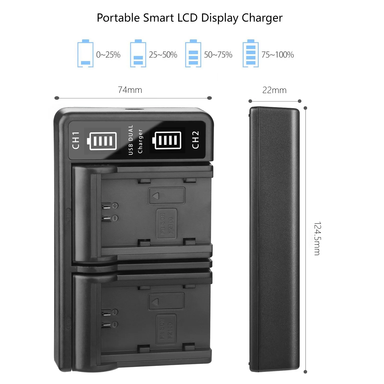 High-Speed Dual USB Charger for Sony NP-FZ100 Batteries