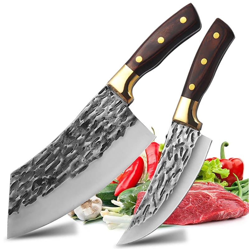 

Chinese Kitchen knives Meat Cleaver Forged Butcher Chef Knife 5Cr15 Stainless Steel Chef Knife Sharp Slicer Bone Chopping Knife