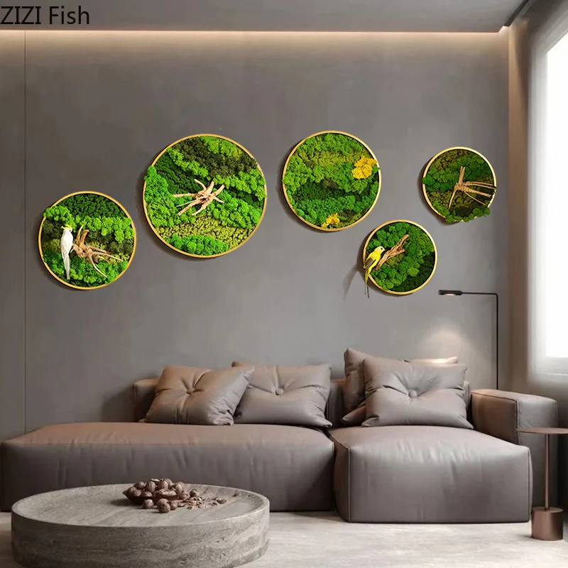 Plante verte charnue de simulation ronde, cadre mural, décoration murale,  salon, maison - AliExpress