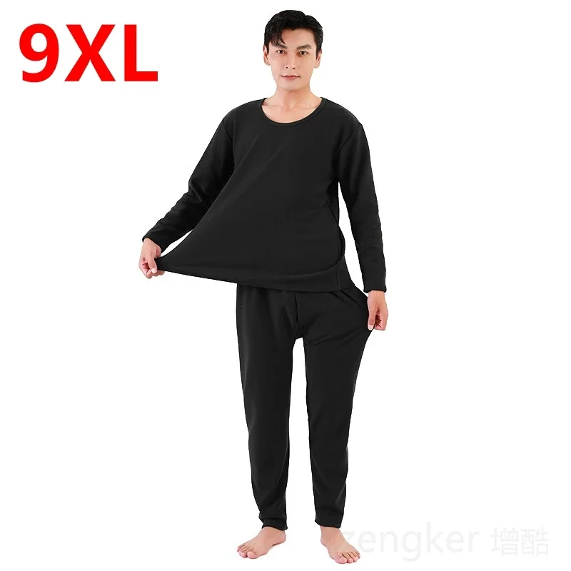 Men's autumn winter thermal underwear thickened thermal suit pijamas 8XL 9XL