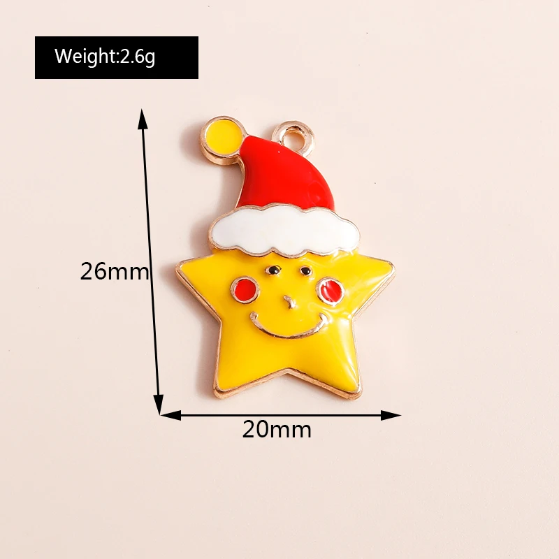 Leslie 10 Stück/Set Emaille Weihnachtsanhänger Weihnachtsbaum Weihnachtsmann Schneemann Handschuhe Charms für Ohrringe Anhänger DIY Schmuck – Detail 27