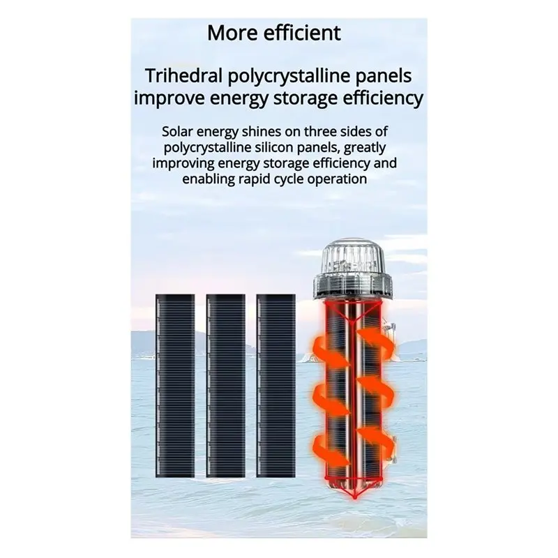 Luci di segnalazione marine a energia solare, lampade di navigazione a LED, faro di segnalazione impermeabile per yacht e imbarc - immagine 6