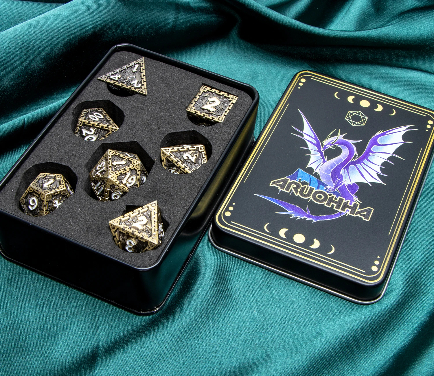 New DND D20 Dice Metal Polyhedral D&D Dice for Dungeon and Dragon RPG Roll Playing Game D20 D12 D10 D% D8 D6 D4 D+D Set