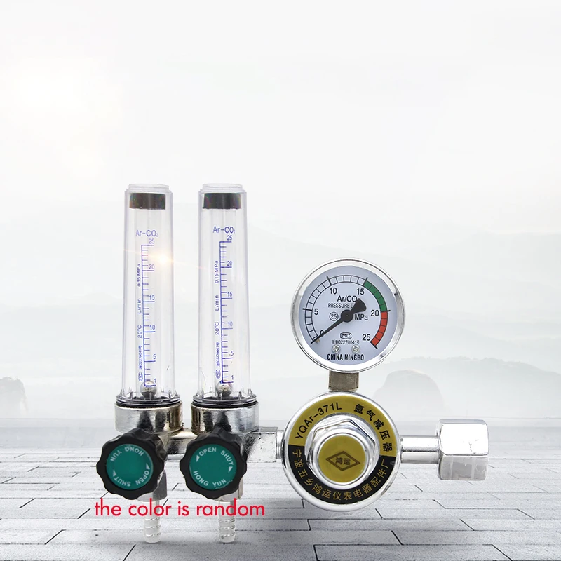 Flow Meter Gas Regulator Gauge Dual Output Argon Regulator Flow Meter Mig Tig, 0-0.35 (Mpa)Adjustable, M5/8" Inlet Connection