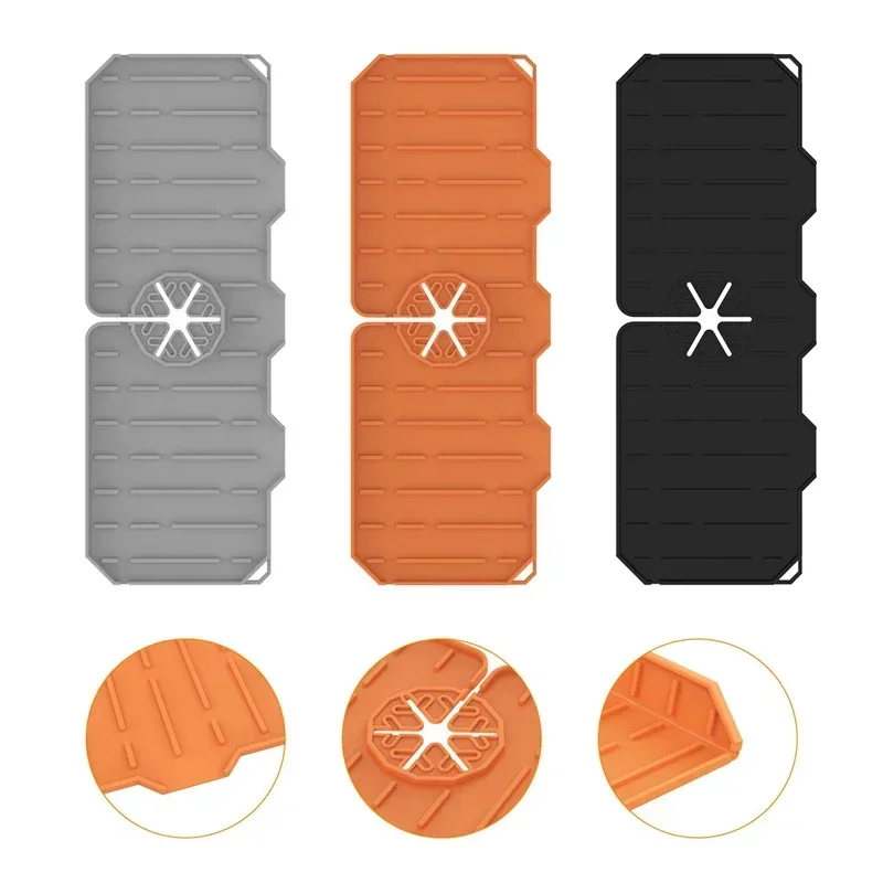 Silicone Kitchen Faucet Mat For Sink Sponge Drain Rack Foldable Sink Mat Faucet Splash Catcher Bathroom Countertop Protector faucet absorbent pad