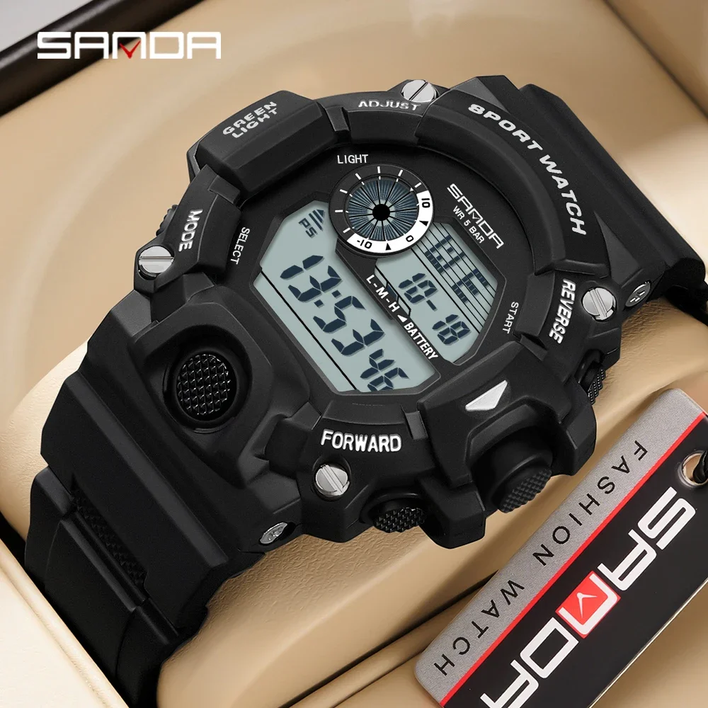 

SANDA 326 top 2023 new men's outdoor sports watch multifunctional electronic watch 5ATM waterproof military luminous men's watch