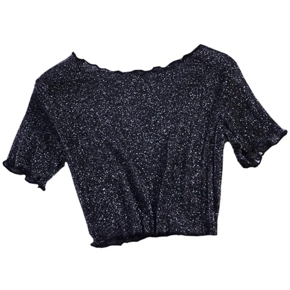 Women Silk Lining Short Base Shirt Half Cut Fresh Mesh Top