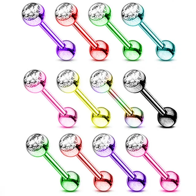 6PCS Shimmering Acrylic Tongue and Nipple Barbell Set