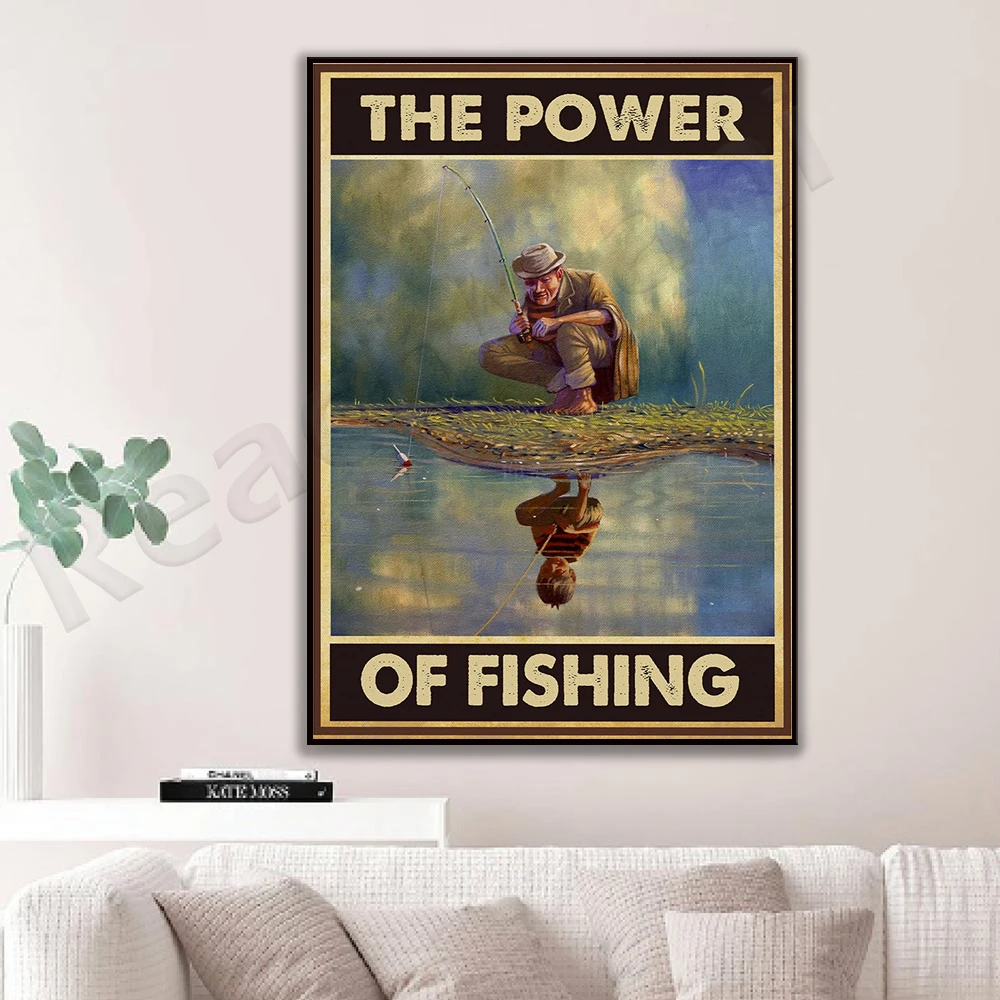 The power of fishing vertical poster, old man and little boy water