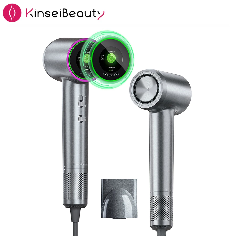 

Высокоскоростной фен для волос Kinseibeauty, 110, 000 об/мин, бесщеточный двигатель 23 м/с, быстрая сушка, 59 дБ, низкий уровень шума, ионный фен