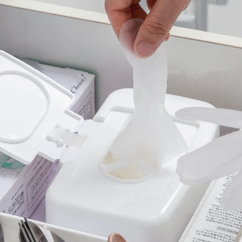 Wet Tissue Box Wet Wipes Dispenser Portable Tissue Box Cotton Swab Storage Box For Car Home Office Desktop Organizer 3
