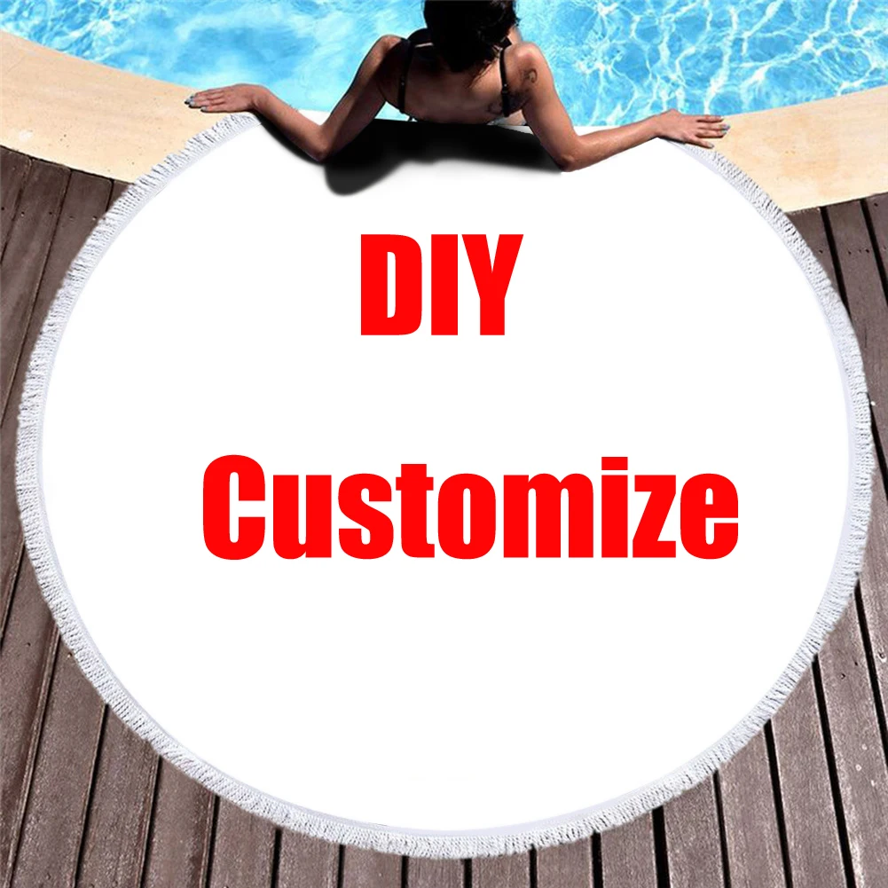 

DIY Custom Design Summer Beach Towel Shawl Fast Drying Swimming Gym Camping Big Round BlanketTowel Yoga 3D All Over Printed