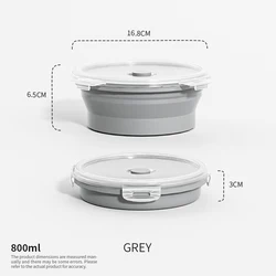 Collapsible Silicone Food Storage Containers - Stackable and Freezer-Safe Lunch Box Set (800ML gray)