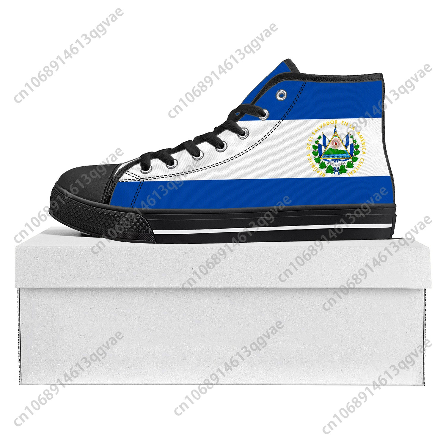 El Salvador Flag High Top High Quality Sneakers Mens Womens Teenager Canvas Sneaker El Salvador Casual Couple Shoes Custom Shoe