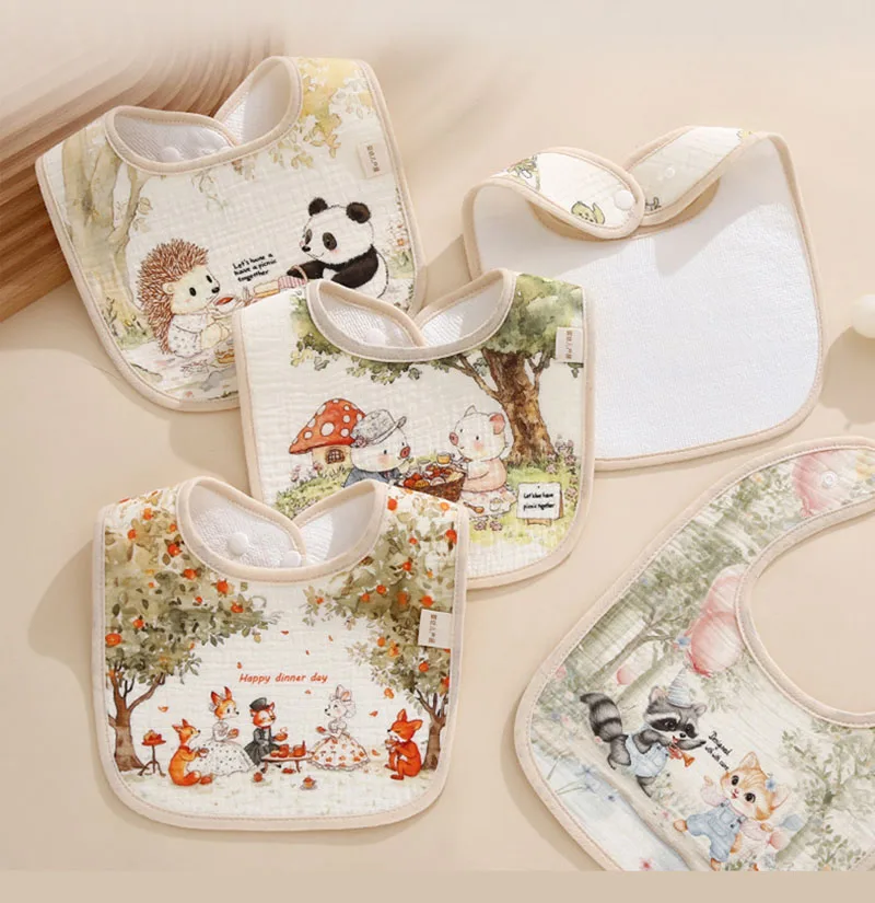 Babadores de algodão impermeáveis para bebé com estampas_voghion.com