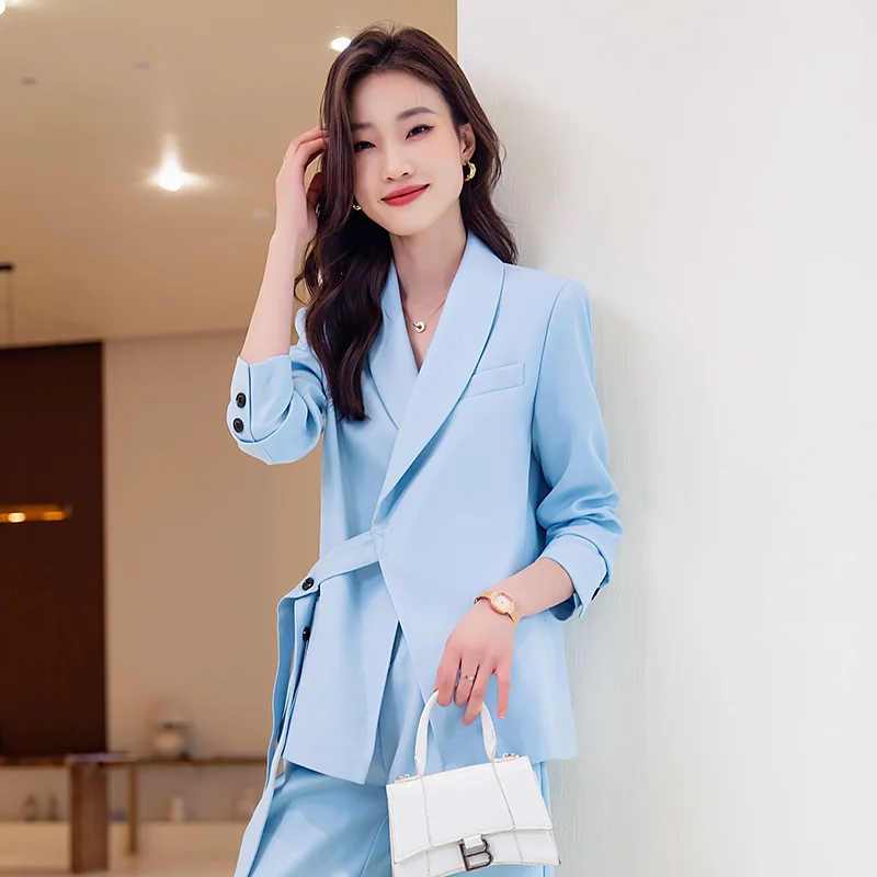 

High-End Casual Suit Women's Spring and Autumn Unique Chic Suit Jacket Wide-Leg Pants Graceful and Fashionable Business Two-Piec