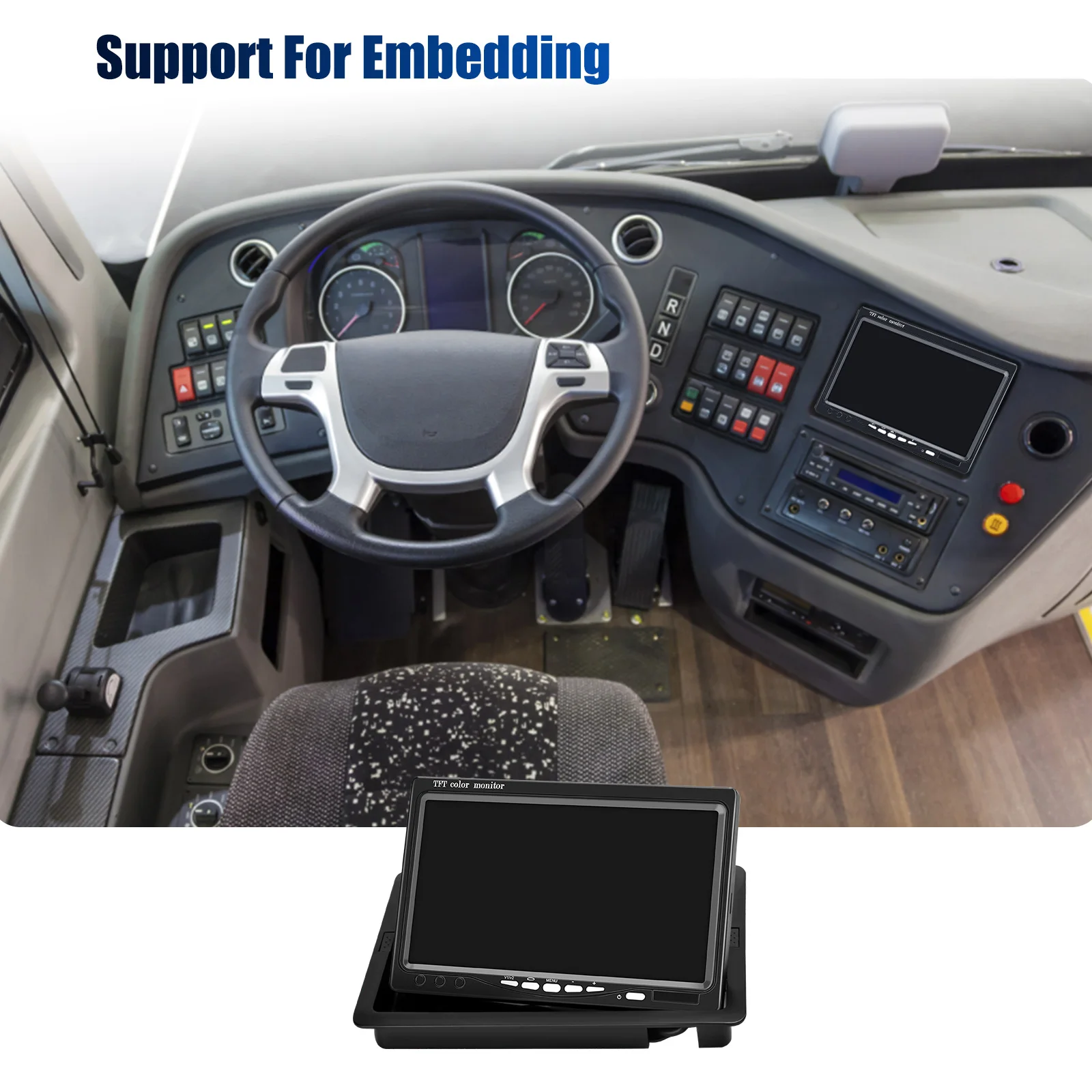 ESSGOO 7" TFT LCD Monitor + Rückfahrkamera 3. Bremslicht für Mercedes-Benz Sprinter W906 Volkswagen Crafter Caravelle T5/T6 – Detail 3