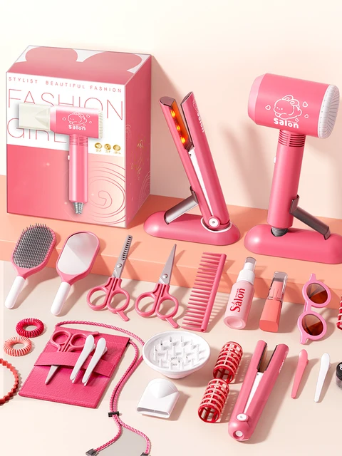 Jouets de maquillage pour enfants, Kit de Simulation de coupe de cheveux, sèche-cheveux, jeu de rôle, jouets éducatifs pour filles, cadeaux de jeu 1
