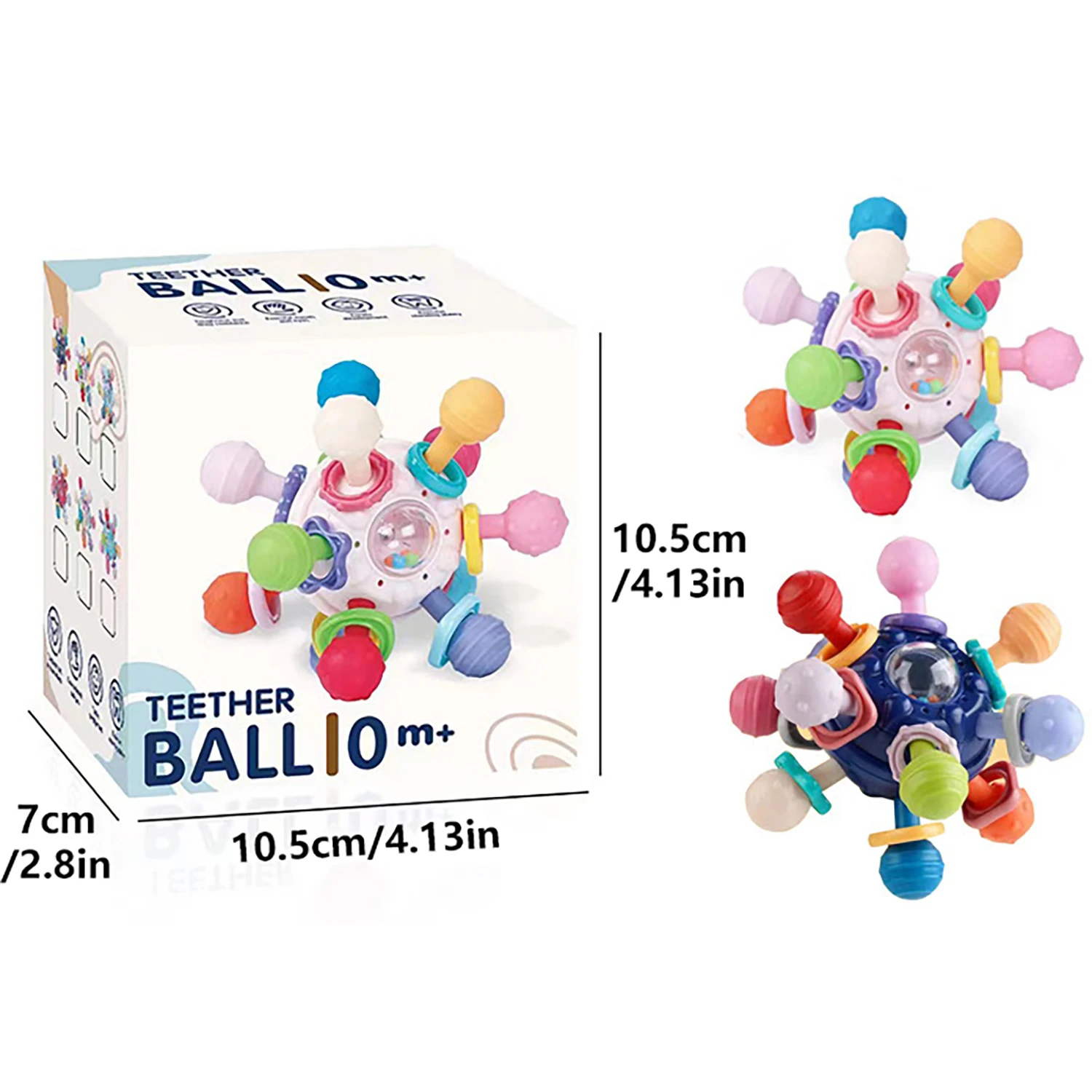 Baby Sensory Teething Toys, Montessori Baby Teethers Rattle Chew Toys - Educational Learning Gifts for Infant Newborn Boys Girls 2