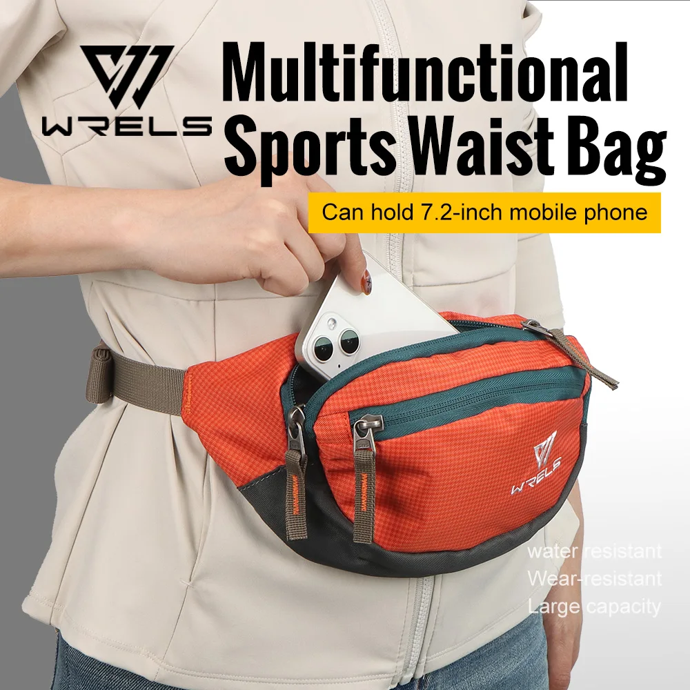 WRELS Running Waist Bag Waterproof Sports Waistpack Ultra Light Bounce Free Bumbag Breathable Fanny Pack Cycling Jogging Beltbag