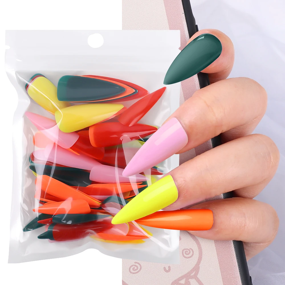 Color 100Pcs Solid Fake Nails Nail Tips Full Cover Matte Acrylic Ballerina Fake Nails Tips DIY Beauty Mani_voghion.com