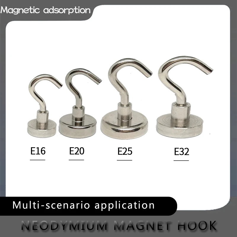 네오디뮴 자석 후크 헤비 듀티 벽 후크, 가정용 주방 바 보관 조직, 행거 키, 강력한 자석, E16, E20, E25, E32