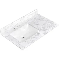 36x22 Inch Bathroom Vanity Top with Sink,Vanity Countertop 8 Inch Faucet 3 Hole Spread with Backsplash(Not included Faucet) 2