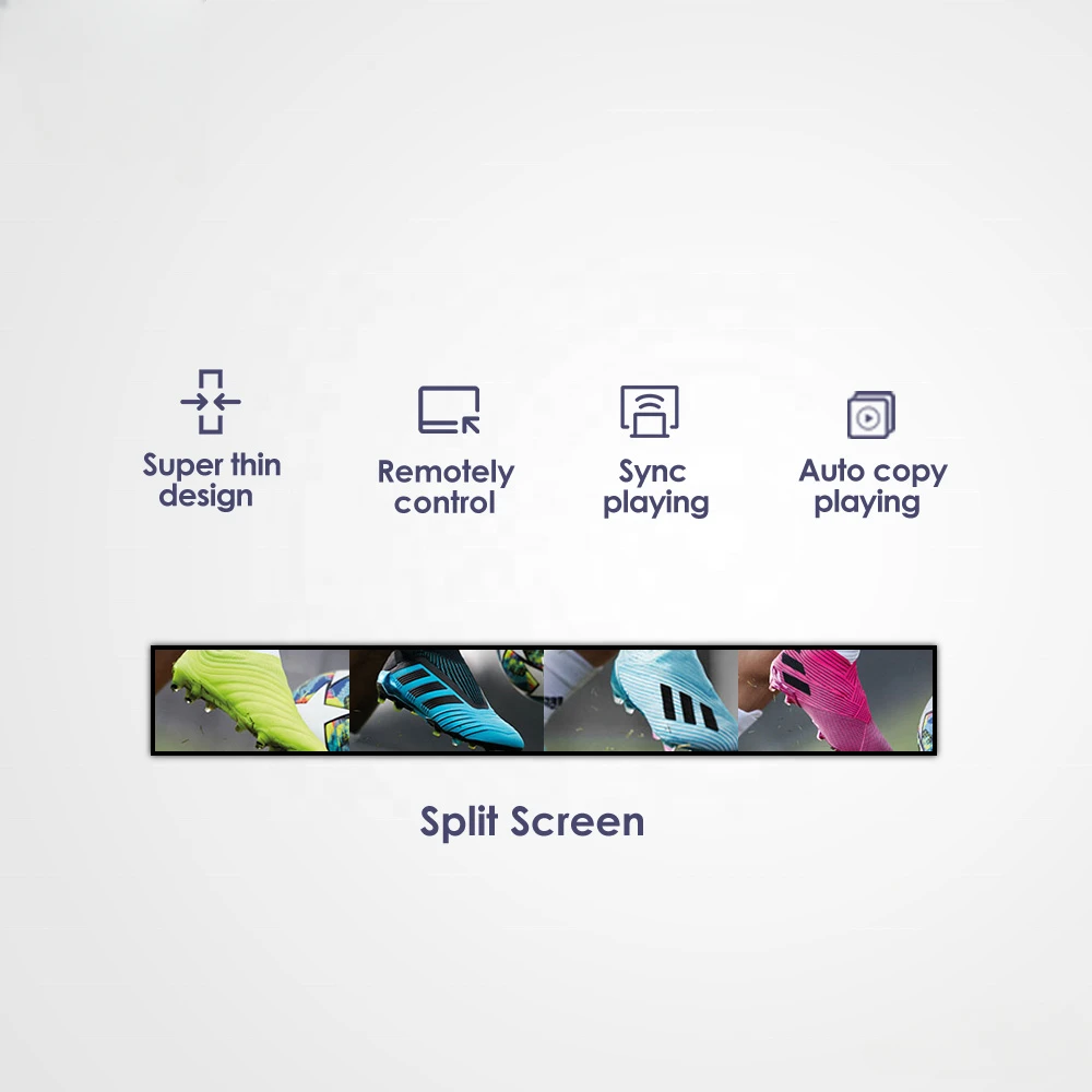 

Retail Store Ultra Wide Stretched Lcd Panel Touch Android Media Player Bar Shelf Edge Screen Digital Signage Advertising Display