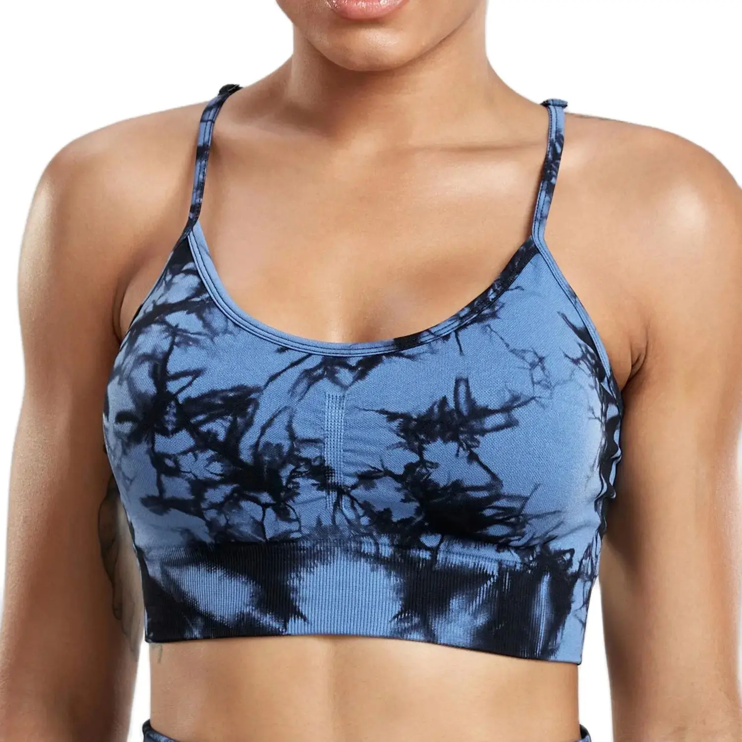 2024 Tie Dyed Sports Bra Women's Fitness Bra with Chest Pads Elastic Slim Fit Training Tank Top Sports Tank Top Sports Clothing