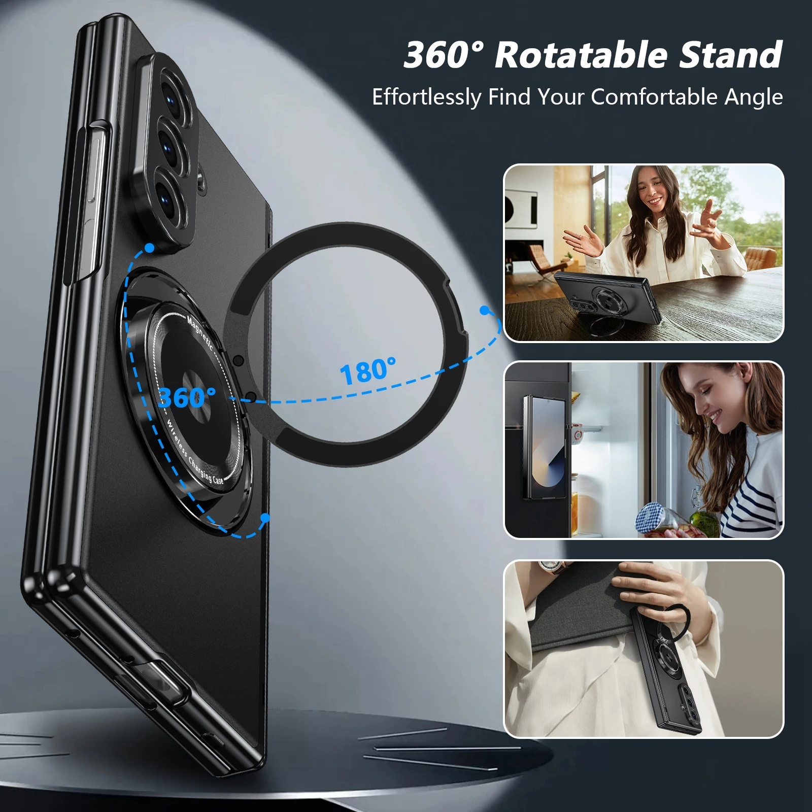 Full-Body Case with Built-in Screen Protector and Rotating Magnetic Kickstand