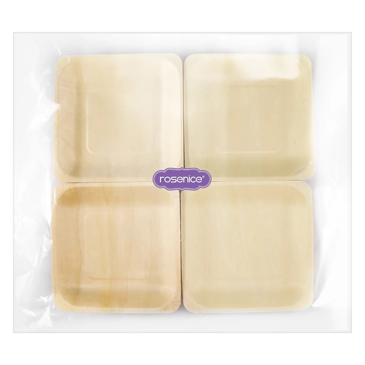 100pcs ROSENICESquare Disposable Wooden Plate Party Plates Tableware for Wedding Restaurant Picnic Birthday 140x140mm