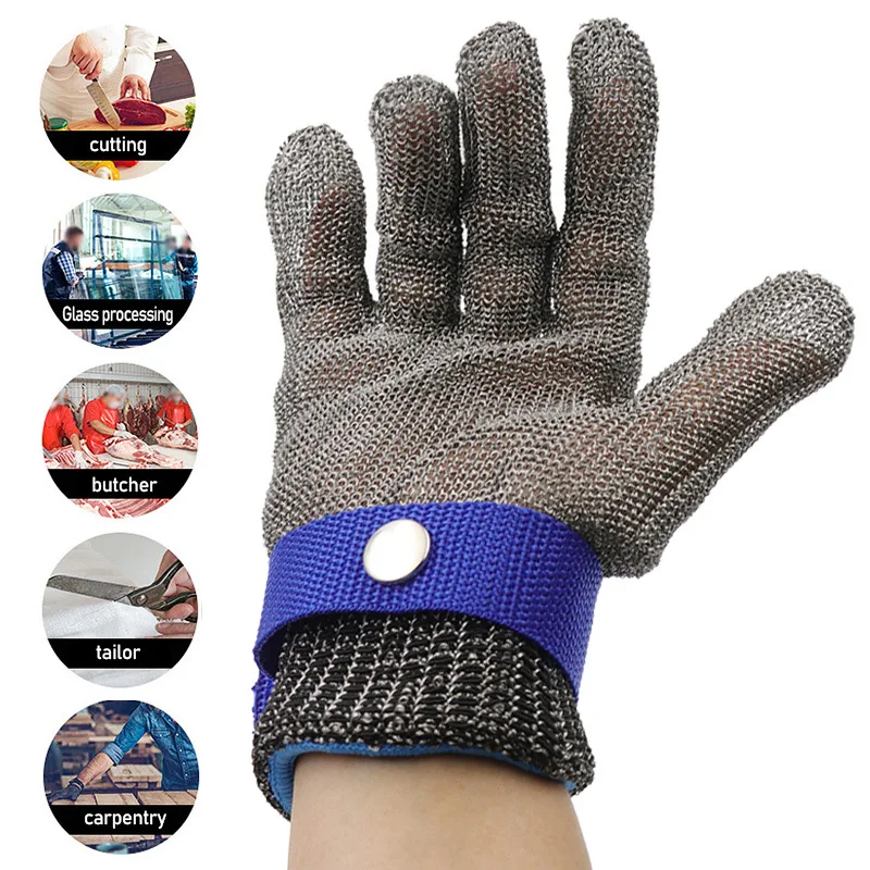 Butcher Glove Stainless Steel Glove Cut Resistant Metal Mesh Chainmail Glove for Meat Cutting Chainsaw Work Cut Resistant Glove 6
