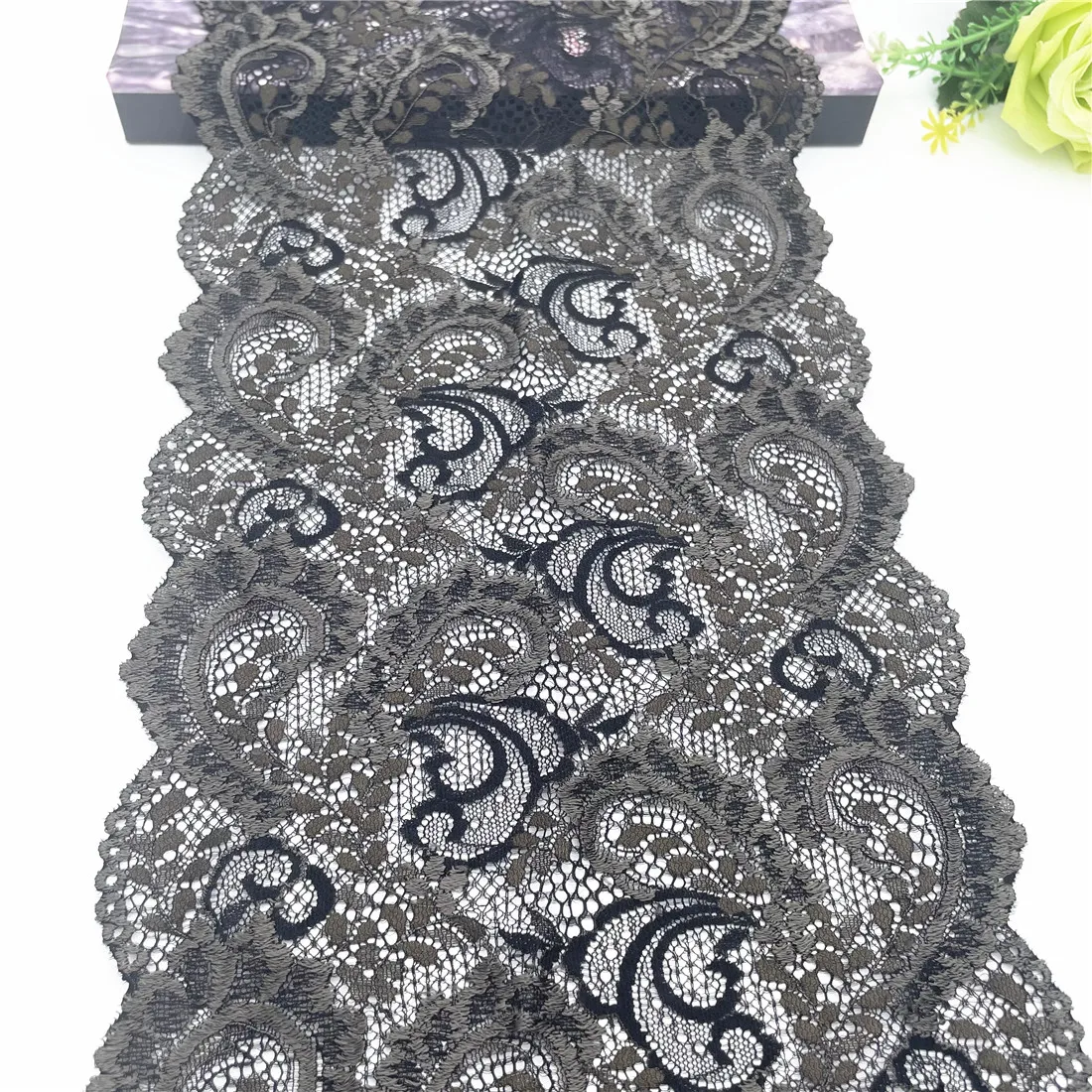 3y/lot 22cm 6 Colors Beige Blue Brown Green Elastic Lace Trim 3