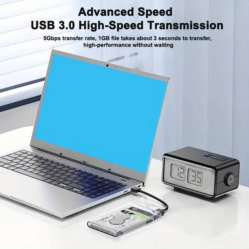 투명 외장 하드 드라이브 케이스 2.5인치 HDD SSD 케이스 마이크로-B to USB3.1 4TB 드라이브 하우징 UASP SATA III 호환 노트북용