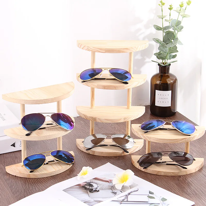 Sunglasses Organizer Display Shelf Solid Wood Glasses Display Stand Sunglasses Holder Swimming