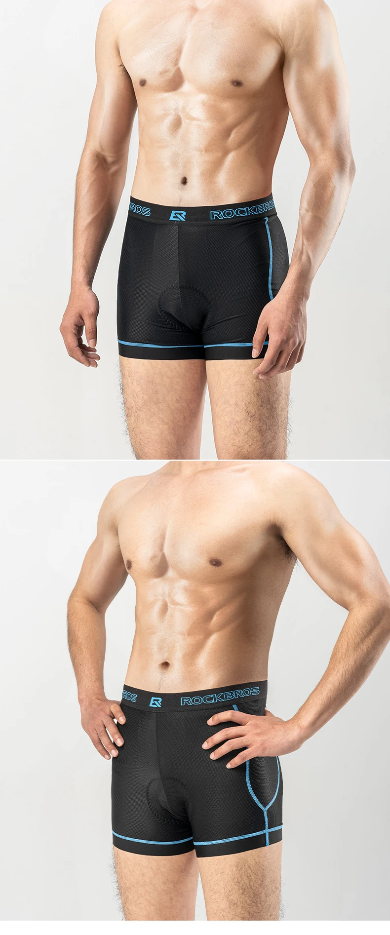 ROCKBROS Herren Fahrradshorts Atmungsaktive 3D-Gepolsterte Stoßdämpfende Fahrrad-Unterwäsche Schnelltrocknende Sport-MTB-Rennrad-Unterhosen Shorts – Detail 7