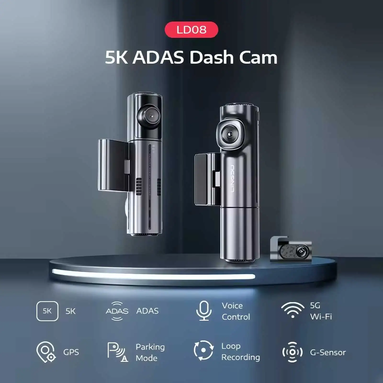 LINGDU LD08 3 ä  ķ 5k ڵ DVR   ĸ 5G , ADAS GPS, 24 ð  , WDR Ʈ   ڽ