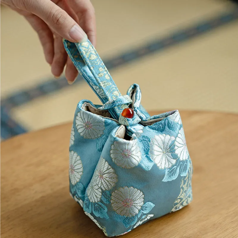 Chinese Brocade Covered Bowl Tea Cozies Traditional Tea Cozy For Teapot Portable Bag Travel Set Bag Drinkware Accessories