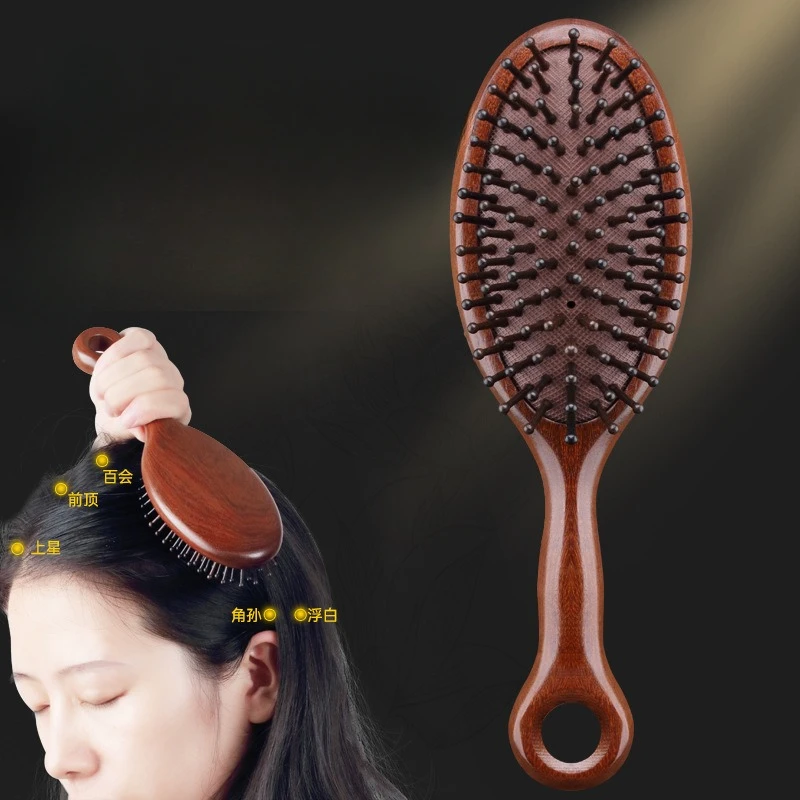 Description Picture 2 of itemNatural Sandalwood Comb Scalp Massage Relax Airbag Brush Head Blood Circulation Smooth Hair Anti Static Wooden Massage