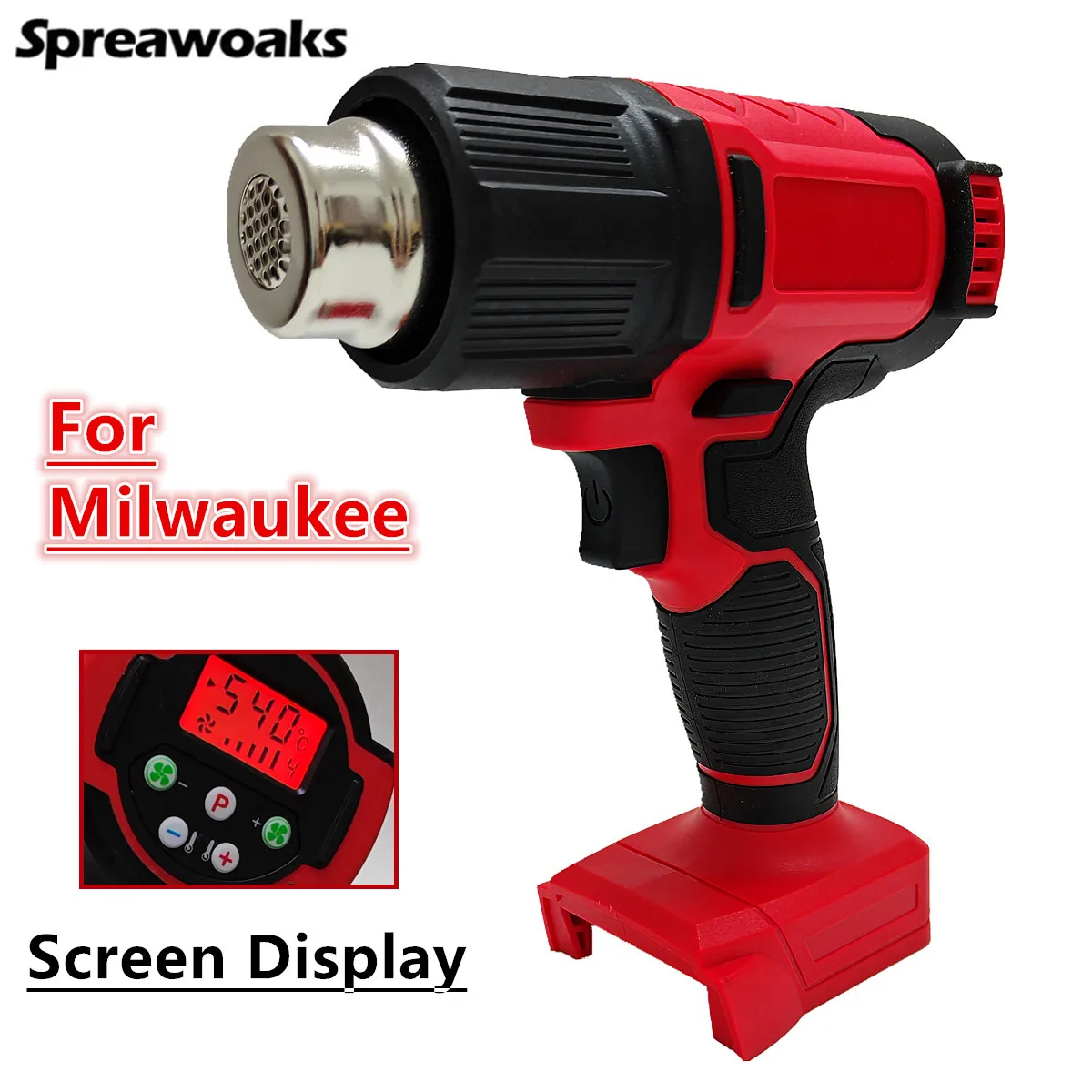Hot Air Gun 60-540℃ Adjustable Cordless Heat Gun With 3 Nozzle LCD Display Power Tools For Milwaukee 18V Battery